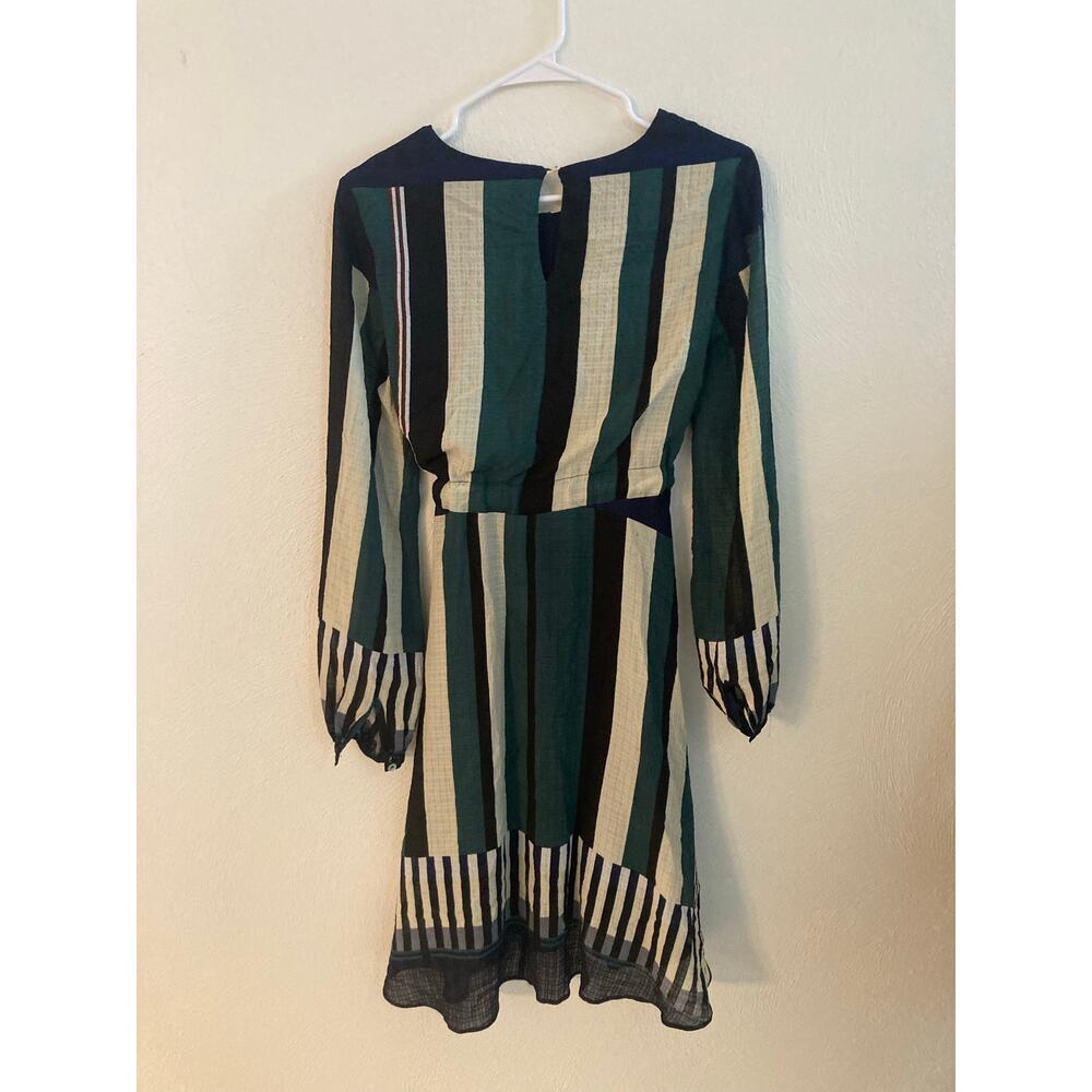 EUC Anthropologie Sunday in Brooklyn Leger Striped Dress XS Green White Black - Picture 8 of 11